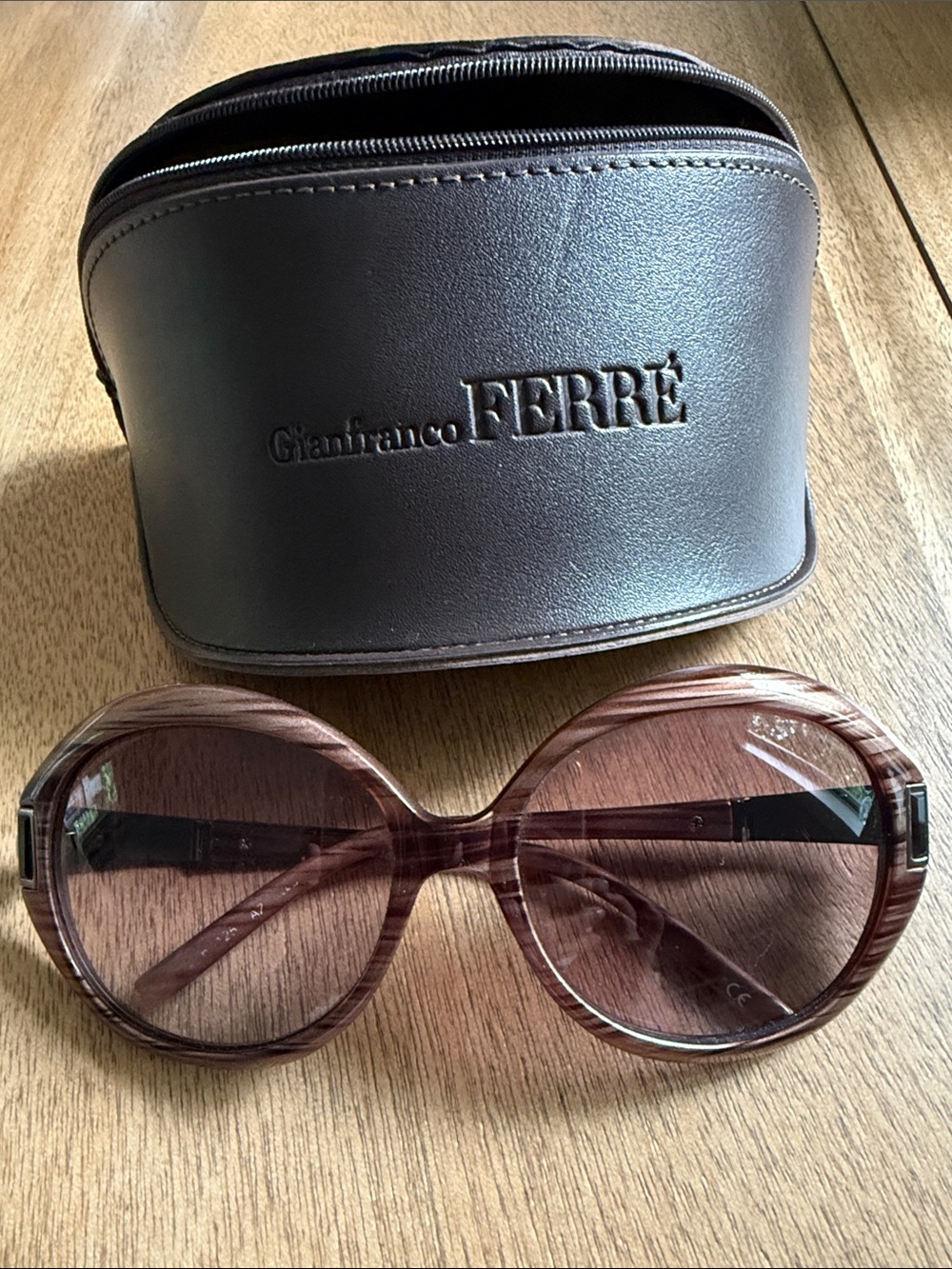 Gianfranco Ferré Pink-Brown Oversized Round Women's Sunglasses